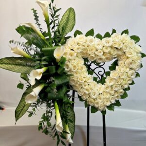 Open heart with 75 white roses (JG-048) $595