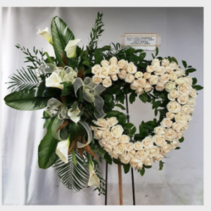 Open heart with 75 white roses (JG-048) $545