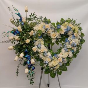 Coeur ouvert bleu et blanc (JG-036-NW) $475