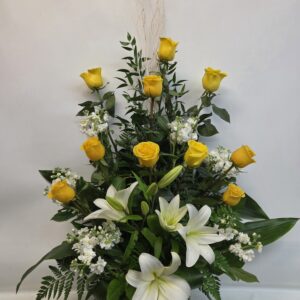 Corbeille blanc et jaune (JG-0144) $195