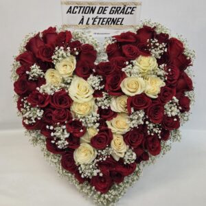 Coeur pleine avec roses rouges et blanches (JG-036-RW) $525