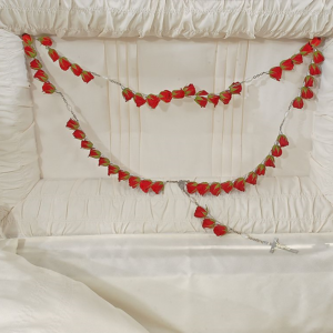 Chapelet pour cercueil, rosettes rouges ou roses (JG-026- ROS) $165